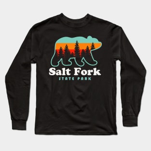 Salt Fork State Park Ohio Bear Retro Sunset Long Sleeve T-Shirt